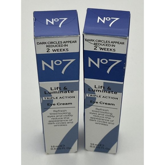 No7 Lift & Luminate Triple Action Eye Cream 0.5 oz Lot of 2 - Picture 2 of 4